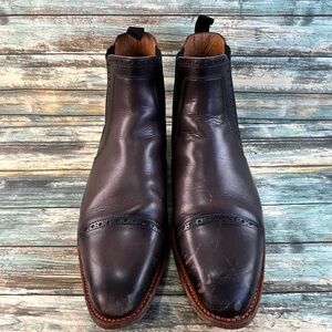 Taft Havana Chelsea Boots Mens 12 Gray Leather Cap Toe Brogue Ankle Dress Work